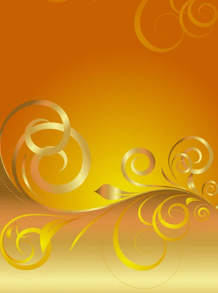 Golden Swirl Ornate Flourish Background — Stock Vector
