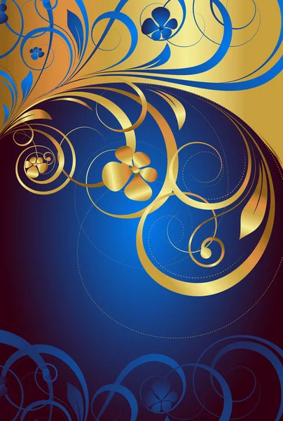 Goldene Wirbel verzierten florierenden Hintergrund — Stockvektor