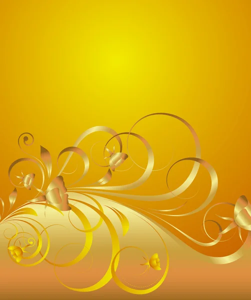 Golden Floral Greeting Background — Stock Vector