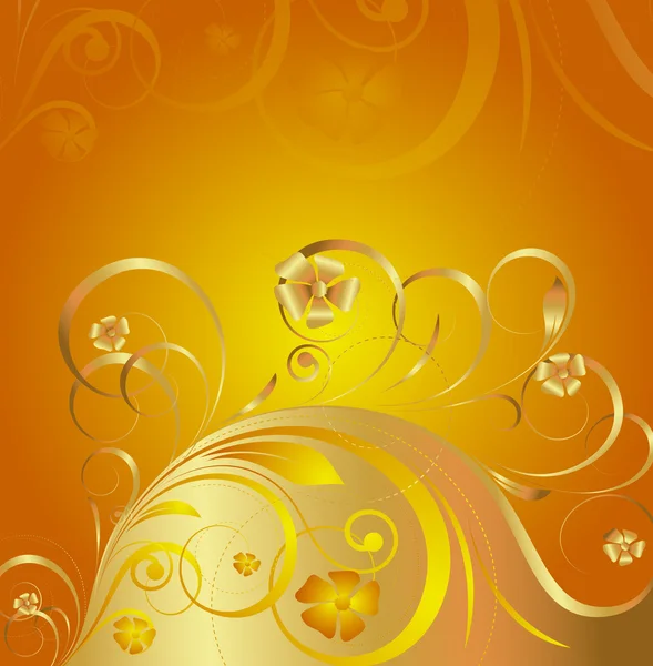 Golden Floral Greeting Background — Stock Vector
