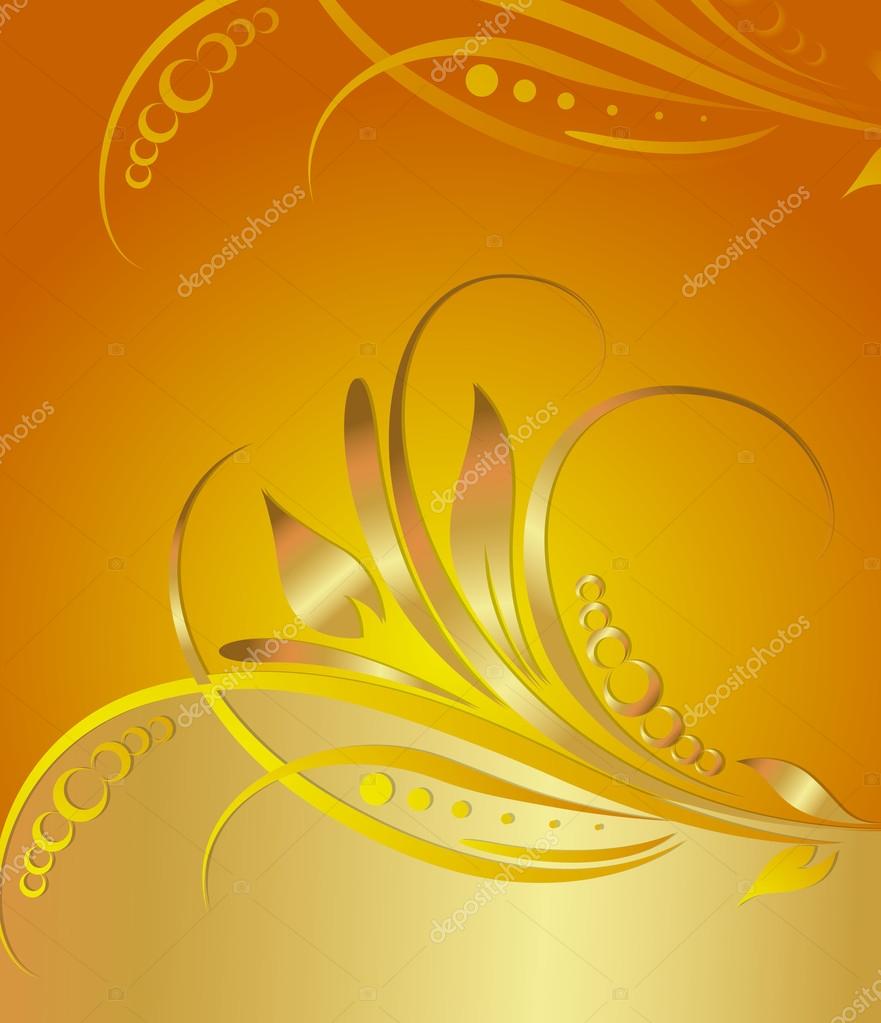 Golden Swirl Ornate Flourish Background Stock Vector Image by ©baavli  #63897369