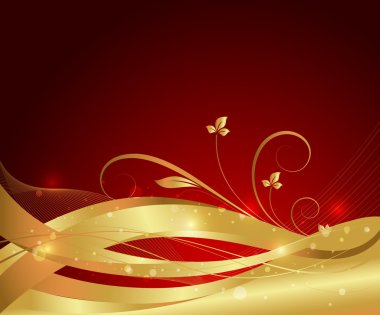 Dalgalı altın çiçek arka plan