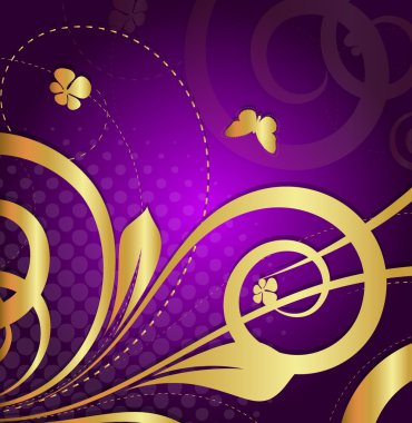 Altın süslü Flora doku arka plan