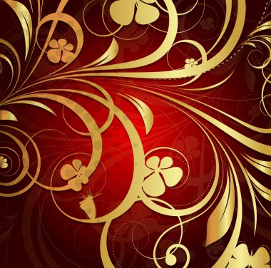 Altın süslü Flora arka plan