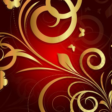 Altın süslü Flora arka plan