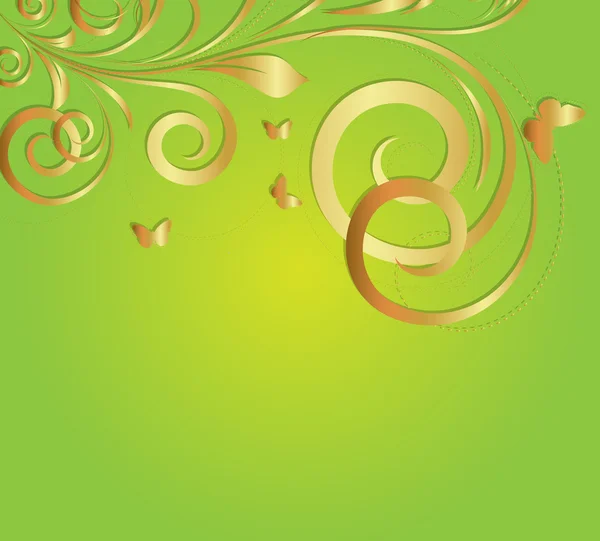 Flore ornée dorée Arrière-plan — Image vectorielle