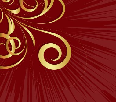 Vintage Sunburst altın Flora tasarım