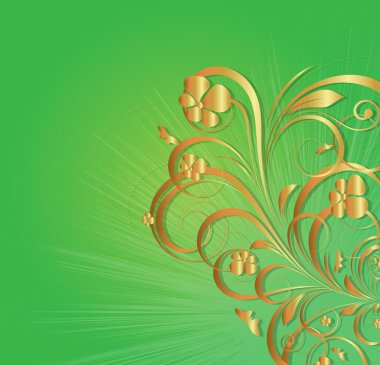 Vintage Sunburst altın Flora tasarım