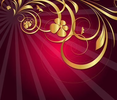 Kraliyet Sunburst Flora Holiday arka plan