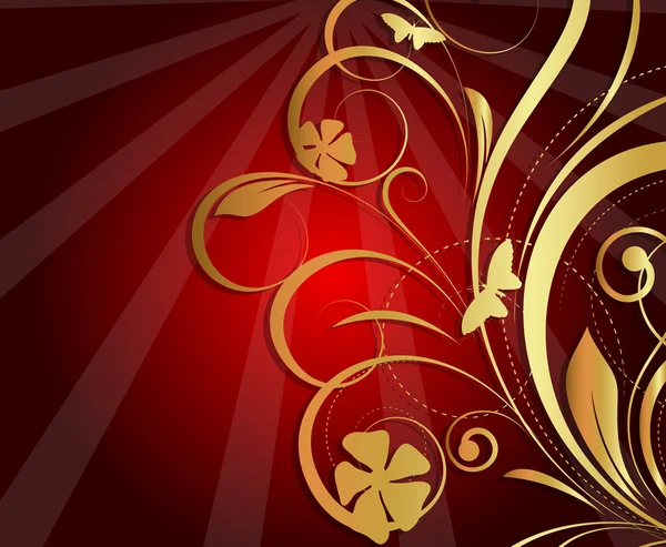 Rtero Sunburst altın Flora arka plan