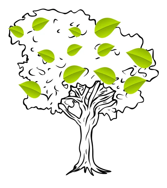 Green Leaves Tree Vector — Stock Vector