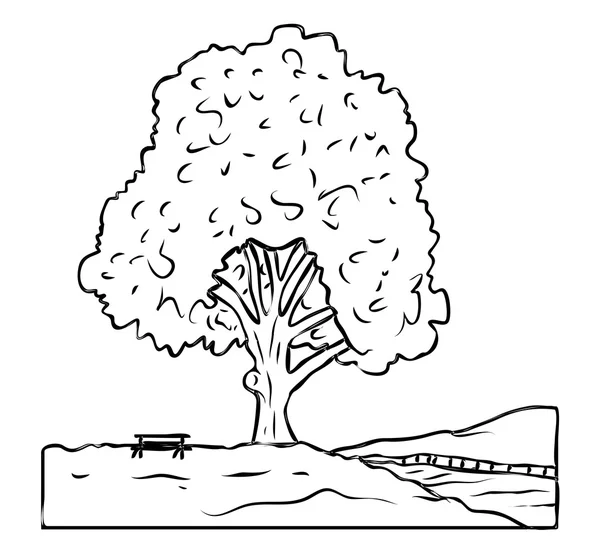Dessin paysage arbre — Image vectorielle