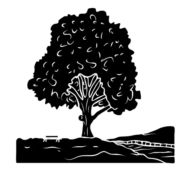 Σχήμα μαύρο δέντρο τοπίων — Διανυσματικό Αρχείο
