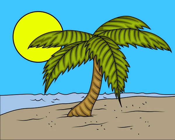 Plajda palmiye ağacı — Stok Vektör