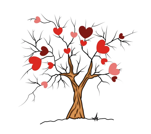 Corações de amor Valentine Tree — Vetor de Stock