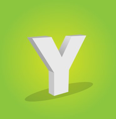 3D vektör alfabe Y metin