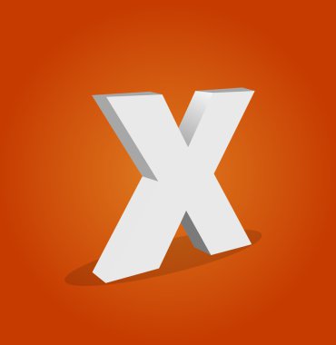 3D vektör alfabe X metin