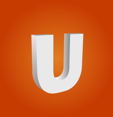 3D vektör alfabe U metin