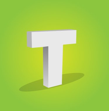 3D vektör alfabe T metin