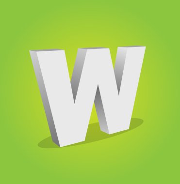 3D vektör alfabe W metin