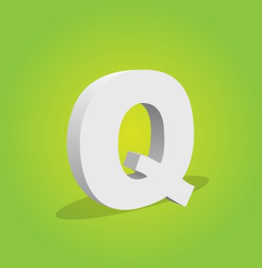 3D vektör alfabe Q metin