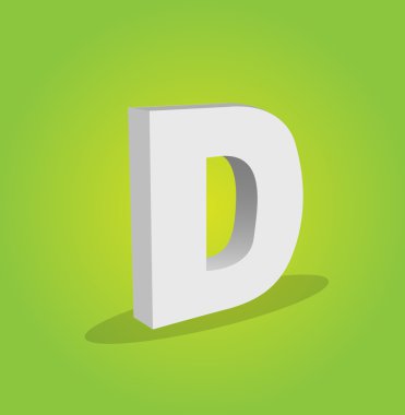 3D vektör alfabe D metin