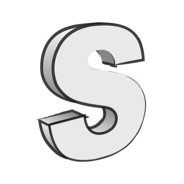 Retro 3d alfabe S metin vektör