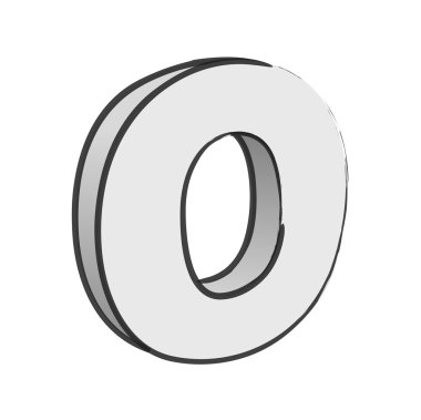 Retro 3d alfabesi O metin vektör