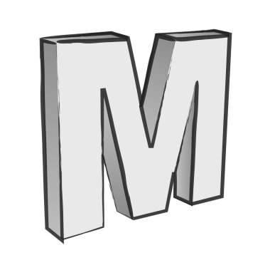 Retro 3d alfabe M metin vektör