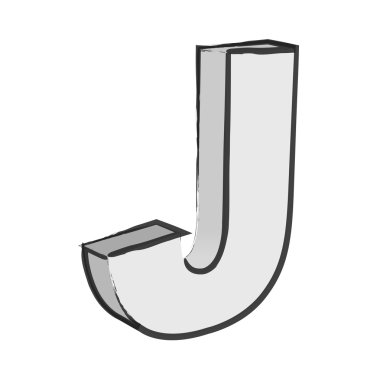 Retro 3d alfabe J metin vektör