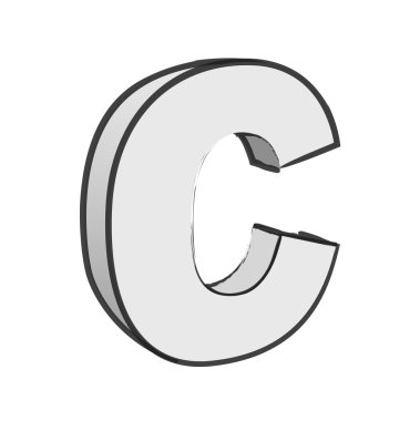 Retro 3d alfabe C metin vektör