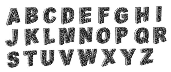 Retro Scribble A to Z Alphabets Vector Collection