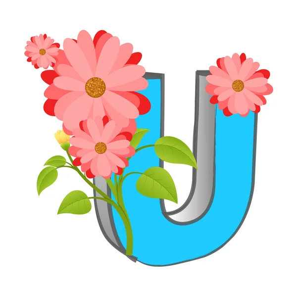 Vektor U alfabetet med blomma — Stock vektor