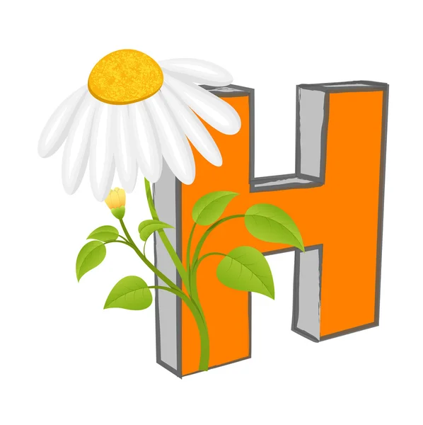 Векторный алфавит H с цветком — стоковый вектор