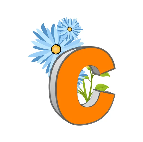 Vector C Alphabet with Flower — Stock Vector