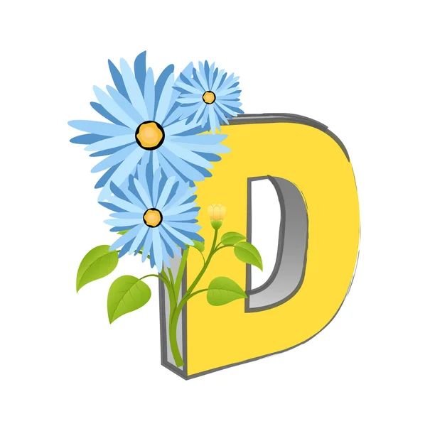 Вектор D алфавіту з квіткою — стоковий вектор