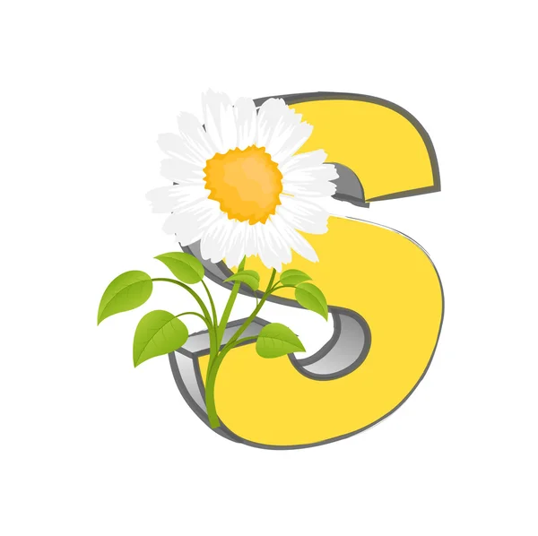 Vektör S alfabesi ile çiçek — Stok Vektör