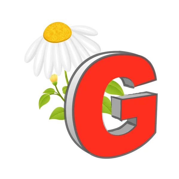 Vector G Alphabet with Flower — Stock Vector