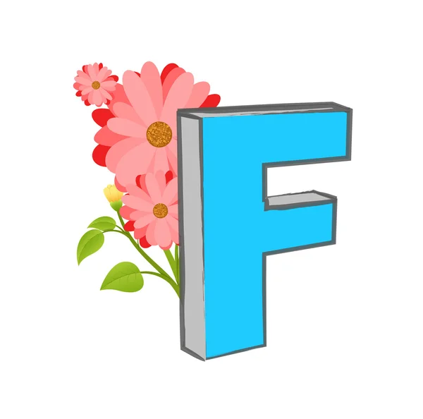 向量 F 字母与花 — 图库矢量图片
