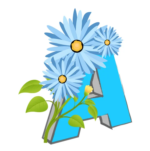 Vector een alfabet met bloem — Stockvector