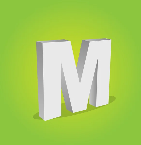 3d Vector Alphabet M Text — Stock Vector