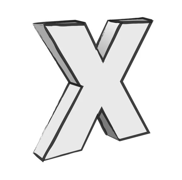Retro 3d Alphabet x Textvektor — Stockvektor