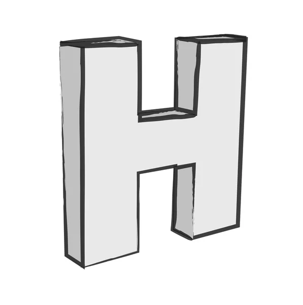 Retro 3D-alfabet H tekst Vector — Stockvector