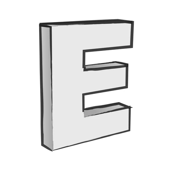 Ρετρό 3d διάνυσμα κείμενο αλφάβητο E — Διανυσματικό Αρχείο