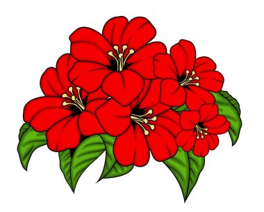 Vector Red Flowers Bunch