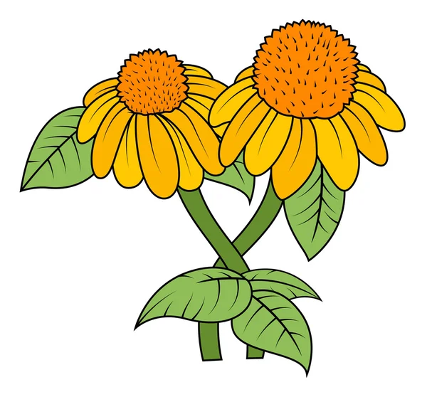 Ramas vectoriales de flor amarilla — Vector de stock