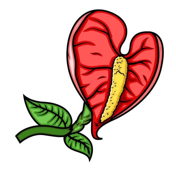 Retro rotes Blatt Blume Vektor — Stockvektor