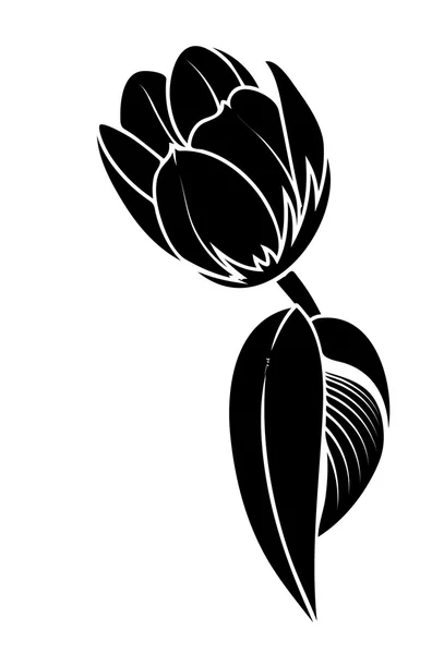 Tulip Flower Silhouette — Stock Vector