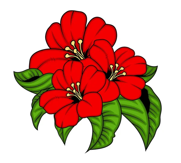 Rote Blumen Vektorstrauß — Stockvektor