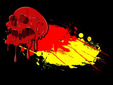 Ürpertici Halloween kafatası Grunge renkli afiş
